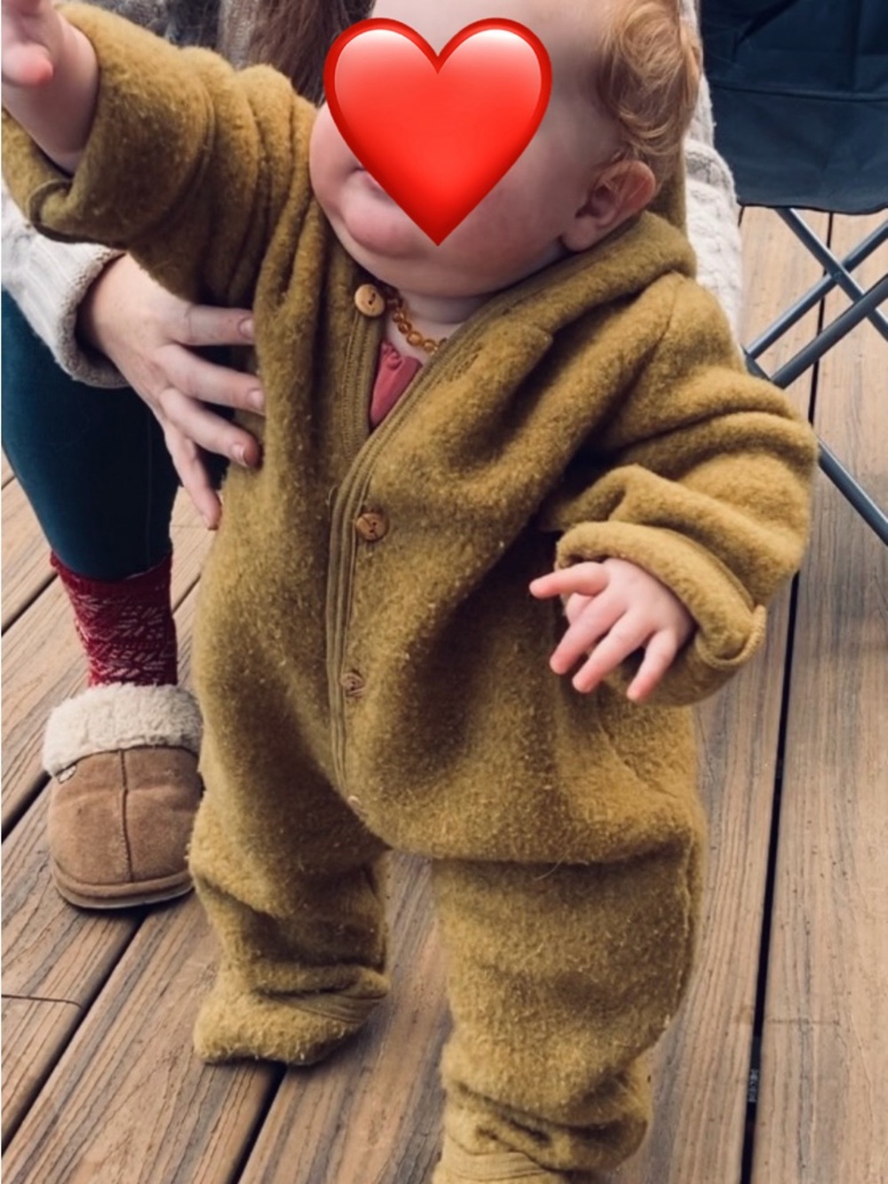 Siskin mama owl Pipit Baby Suit - Merino Wool Fleece One-Piece in Brown - Picture 5 of 10